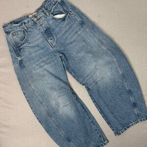 Free People We The Free Good Luck Ultra High Beam Barrel Jeans Size 27